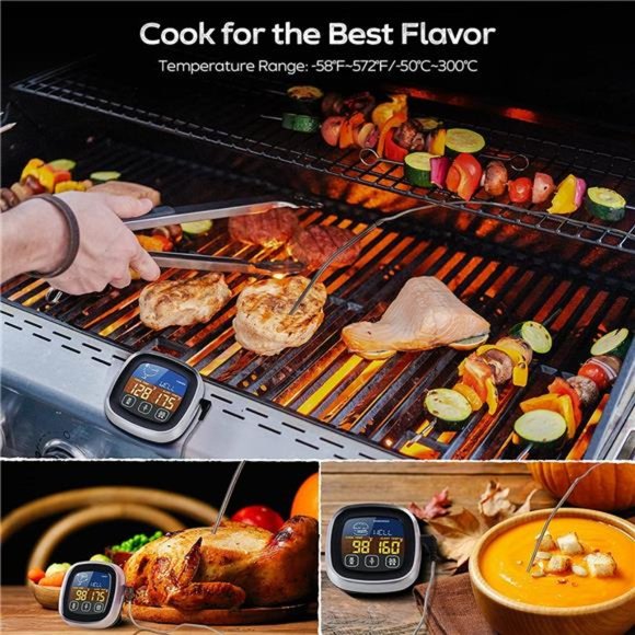 Pilita Digital Meat Thermometer for Cooking, 2022 Upgraded Touchscreen LCD Large
